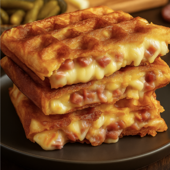 <strong>Knusprige Waffeln mit Schinken und Käse“</strong> 🧇🥓🧀
